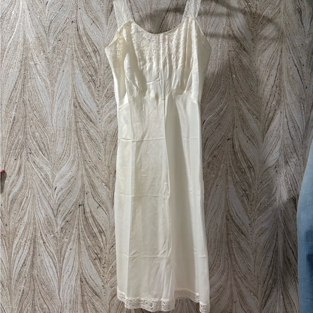 Elegant Cream Lace Slip Dress - Picture 2 of 6